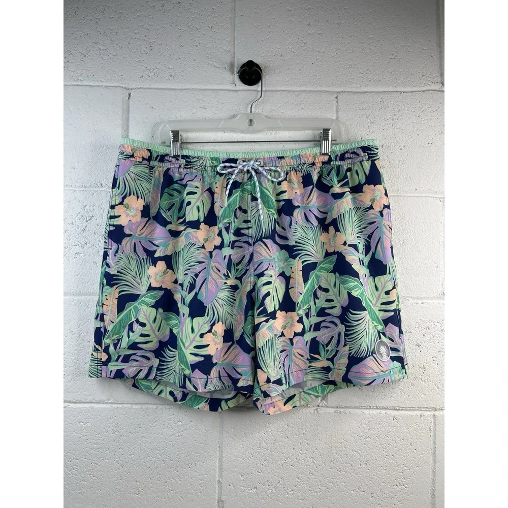 Chubbies‎ Shorts Mens 2XL Blue Tropical Floral Swim Trunks 5.5 Inseam Lined Mesh